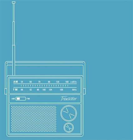 rock speakers - Vector line art illustration of a retro transistor radio. Foto de stock - Super Valor sin royalties y Suscripción, Código: 400-05105534