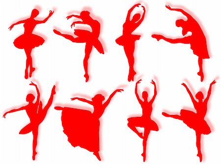 simsearch:400-06072872,k - Classical dancers silhouette in different poses and attitudes Foto de stock - Royalty-Free Super Valor e Assinatura, Número: 400-05105542