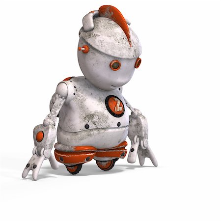 funny roboter with a lovely face and Clipping Path Stock Photo - Budget Royalty-Free & Subscription, Code: 400-05106149