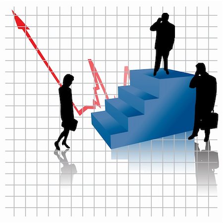 remygerega (artist) - Successful business people standing on stairs men and woman Stock Photo - Budget Royalty-Free & Subscription, Code: 400-05106257