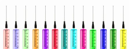 Colorful syringes isolated in white Stock Photo - Budget Royalty-Free & Subscription, Code: 400-05106817