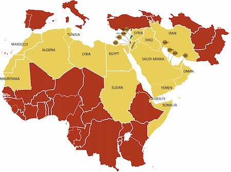 Middle East map with various countries. Photographie de stock - Aubaine LD & Abonnement, Code: 400-05106823