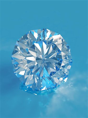 prisms - Blue diamond with caustic isolated on blue background. Clipping path. Stock Photo - Budget Royalty-Free & Subscription, Code: 400-05107716