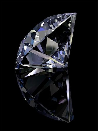 simsearch:400-06096534,k - Simple diamond with reflection isolated on black background. Clipping path. Foto de stock - Royalty-Free Super Valor e Assinatura, Número: 400-05107728