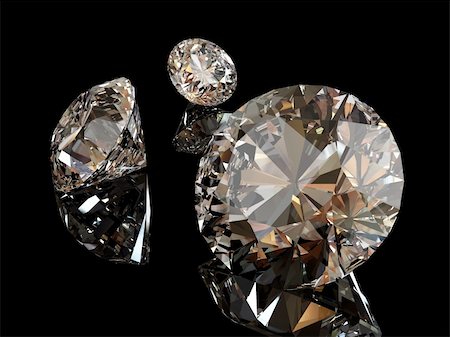 simsearch:400-06096534,k - Diamonds with reflections isolated on black background. Clipping path. Foto de stock - Royalty-Free Super Valor e Assinatura, Número: 400-05107765