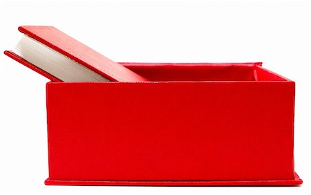 Red cover book in red cardboard box on isolated background. Stock Photo - Budget Royalty-Free & Subscription, Code: 400-05107796