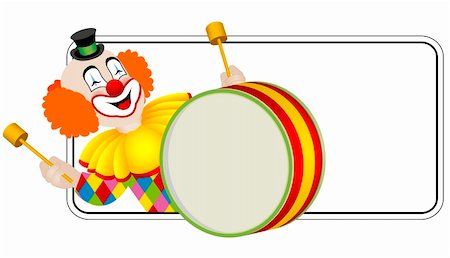 simsearch:400-08199902,k - Happy clown the drummer – one of series of clowns musicians Stock Photo - Budget Royalty-Free & Subscription, Code: 400-05108338