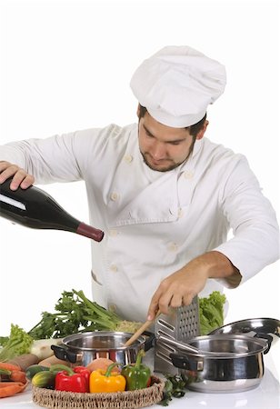 simsearch:689-03128584,k - young chef preparing lunch on white background Stockbilder - Microstock & Abonnement, Bildnummer: 400-05108418