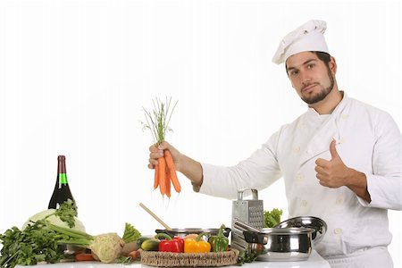 simsearch:689-03128584,k - young chef preparing lunch on white background Stockbilder - Microstock & Abonnement, Bildnummer: 400-05108419