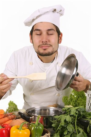simsearch:689-03128584,k - young chef smelling the aroma delicious food Stockbilder - Microstock & Abonnement, Bildnummer: 400-05108426