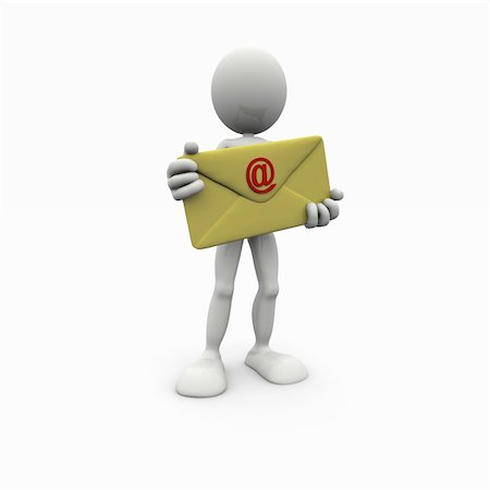 simsearch:400-04350456,k - 3d man with big envelope Stock Photo - Budget Royalty-Free & Subscription, Code: 400-05108596