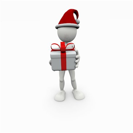 simsearch:400-04291488,k - 3D white man with gift box Stock Photo - Budget Royalty-Free & Subscription, Code: 400-05108606