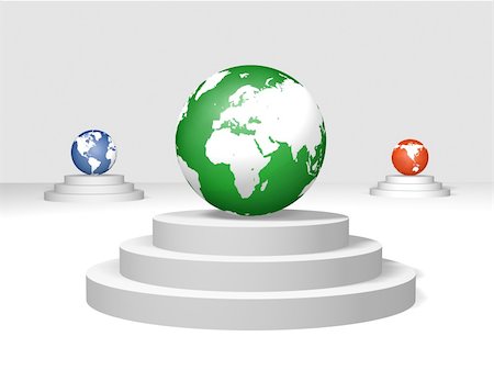 simsearch:400-04633842,k - 3d green, blue and red world globes on a pedestals Stock Photo - Budget Royalty-Free & Subscription, Code: 400-05108971