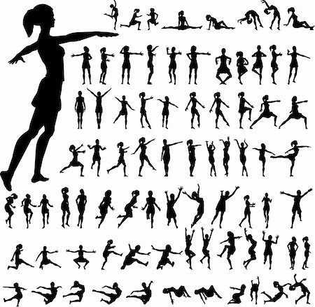 Silhouettes of women. Ballet, sport, dance. Stock Photo - Budget Royalty-Free & Subscription, Code: 400-05109029