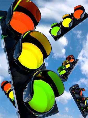 3d rendered illustration of a colored traffic light Stock Photo - Budget Royalty-Free & Subscription, Code: 400-05109068