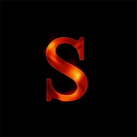 snake black background - fire letter S isolated on dark background Stock Photo - Budget Royalty-Free & Subscription, Code: 400-05100439