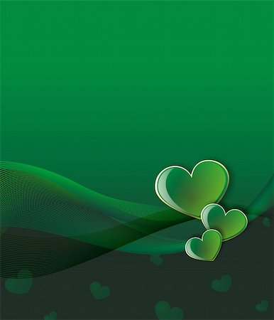 reich (artist) - love card in green with abstract elements and hearts Fotografie stock - Microstock e Abbonamento, Codice: 400-05100454