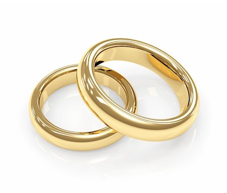simsearch:400-04210634,k - Two 3d gold wedding ring. Objects over white Stock Photo - Budget Royalty-Free & Subscription, Code: 400-05101185
