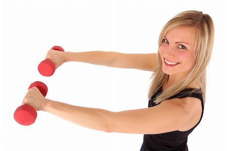 dpix (artist) - well shaped young blonde holding two barbells infront of her Photographie de stock - Aubaine LD & Abonnement, Code: 400-05101207