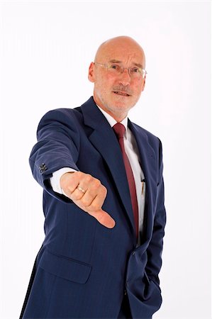 dpix (artist) - pessimistic senior businessman indicating thumbs down (isolated on white) Photographie de stock - Aubaine LD & Abonnement, Code: 400-05101236