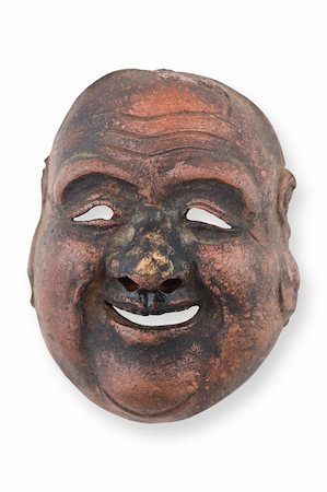 Old wooden mask isolated on white, clipping path. Stock Photo - Budget Royalty-Free & Subscription, Code: 400-05101531