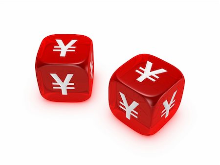 simsearch:400-07832442,k - pair of translucent red dice with yen sign isolated on white background Stock Photo - Budget Royalty-Free & Subscription, Code: 400-05101635