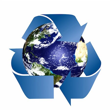 Planet Earth with Recycle Symbol on a white background Stock Photo - Budget Royalty-Free & Subscription, Code: 400-05102186
