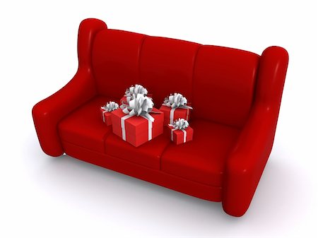 present boxes on sofa. 3d Stock Photo - Budget Royalty-Free & Subscription, Code: 400-05102460