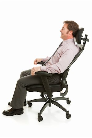 ergonomic - Businessman relaxing in a comfortable ergonomic office chair.  Full body isolated on white. Stock Photo - Budget Royalty-Free & Subscription, Code: 400-05102560