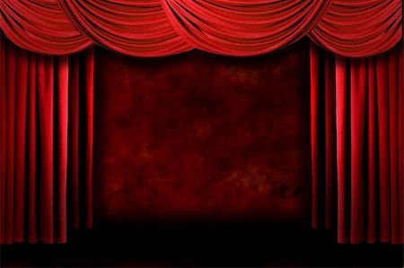 simsearch:400-05308294,k - Grunge Red Stage Theater Drapes With Dramatic Lighting Photographie de stock - Aubaine LD & Abonnement, Code: 400-05102642