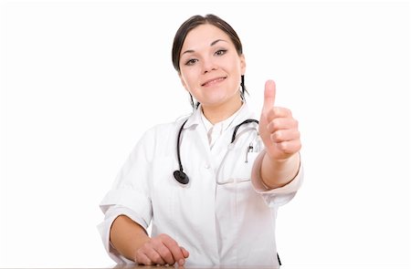 attractive brunette doctor . over white background Stock Photo - Budget Royalty-Free & Subscription, Code: 400-05102674