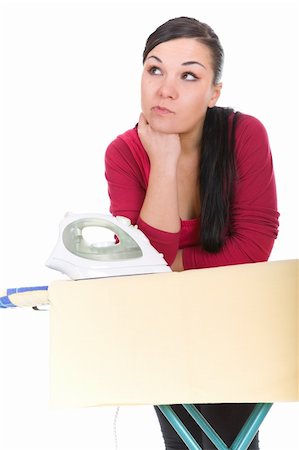 simsearch:400-04019890,k - attractive brunette woman ironing. over white background Stock Photo - Budget Royalty-Free & Subscription, Code: 400-05102695