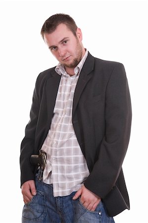 danger man with gun. over white background Stock Photo - Budget Royalty-Free & Subscription, Code: 400-05102691