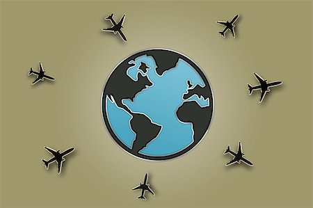 plane delay - Globe illustration, as a place for travel Stock Photo - Budget Royalty-Free & Subscription, Code: 400-05102753