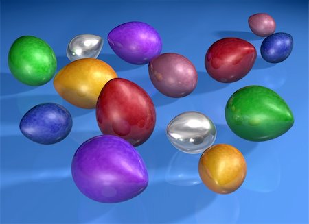 simsearch:700-00017901,k - Illustration of various brightly colored shiny eggs Stock Photo - Budget Royalty-Free & Subscription, Code: 400-05102898
