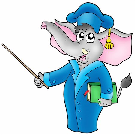 simsearch:400-04694895,k - Cartoon elephant teacher - color illustration. Foto de stock - Royalty-Free Super Valor e Assinatura, Número: 400-05102970