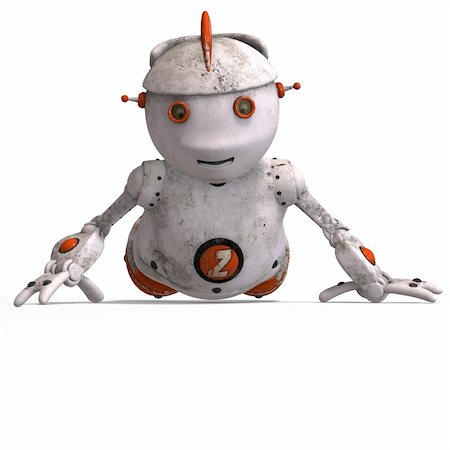 simsearch:400-04052731,k - funny roboter with a lovely face and Clipping Path Fotografie stock - Microstock e Abbonamento, Codice: 400-05103291