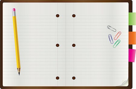 simsearch:400-03990507,k - Vector of blank notepad with a pen and paper clips Stock Photo - Budget Royalty-Free & Subscription, Code: 400-05103707