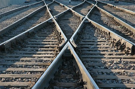 crossing railway tracks Stock Photo - Budget Royalty-Free & Subscription, Code: 400-05103812