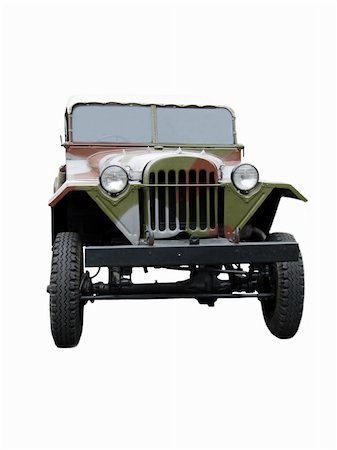 simsearch:400-08574227,k - Green retro army vehicle isolated on white Photographie de stock - Aubaine LD & Abonnement, Code: 400-05114102