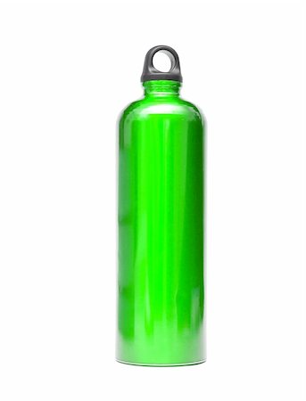 simsearch:400-06700048,k - Green aluminum water bottle isolated on a white Stock Photo - Budget Royalty-Free & Subscription, Code: 400-05114655