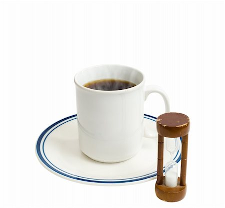 dragon_fang (artist) - Concept image of a timed coffee break, isolated against a white background Fotografie stock - Microstock e Abbonamento, Codice: 400-05114794