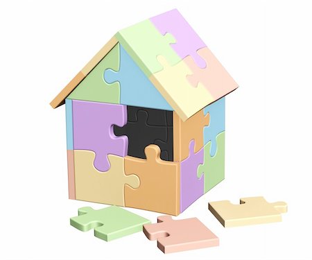 simsearch:400-04084846,k - 3d house made of parts of a puzzle Photographie de stock - Aubaine LD & Abonnement, Code: 400-05115146