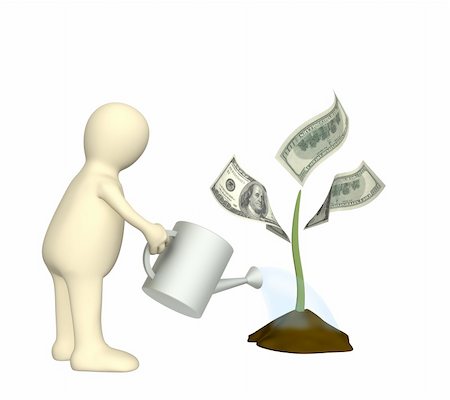 Puppet, watering monetary plant Stock Photo - Budget Royalty-Free & Subscription, Code: 400-05115159