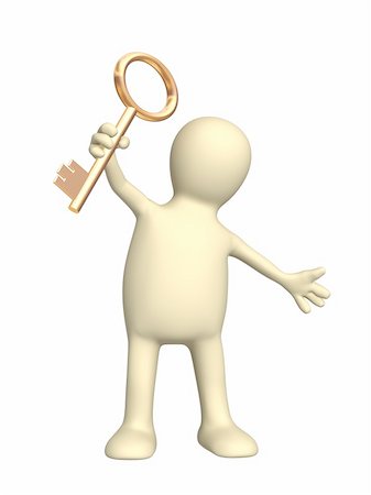 simsearch:400-04285690,k - Puppet, holding in hand a gold key Stock Photo - Budget Royalty-Free & Subscription, Code: 400-05115150