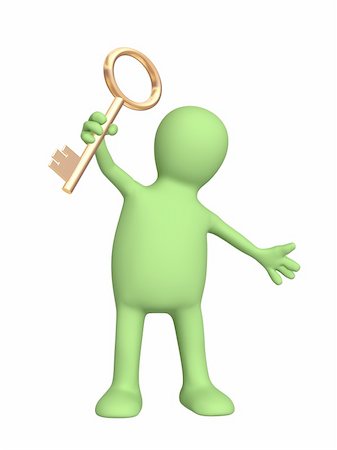 simsearch:400-04285690,k - Puppet, holding in hand a gold key Stock Photo - Budget Royalty-Free & Subscription, Code: 400-05115151