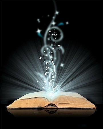 spell book - Open book magic on black Stock Photo - Budget Royalty-Free & Subscription, Code: 400-05115402