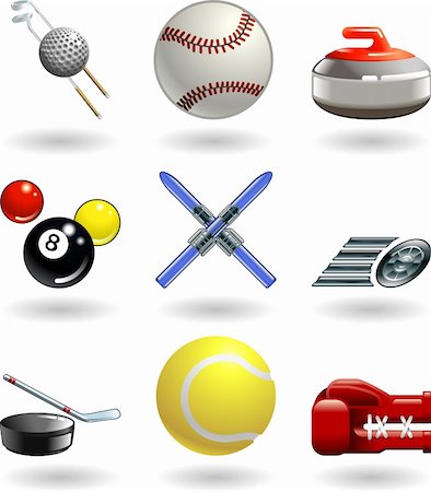 simsearch:400-05115587,k - Series set of shiny colour icons or design elements related to sports Foto de stock - Royalty-Free Super Valor e Assinatura, Número: 400-05115585