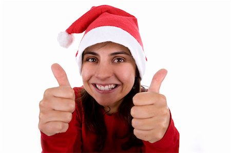 simsearch:400-04774270,k - funny christmas santa woman with thumbs up isolated on white background Stock Photo - Budget Royalty-Free & Subscription, Code: 400-05115936