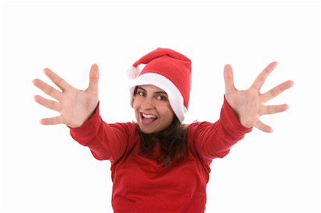 simsearch:400-04774270,k - joyful santa woman with arms wide open isolated on white background Stock Photo - Budget Royalty-Free & Subscription, Code: 400-05115937